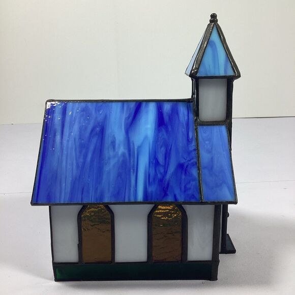 Stained Glass Church Multi Colored 5" x 7-1/2" x 4-1/2" - Picture 2 of 9